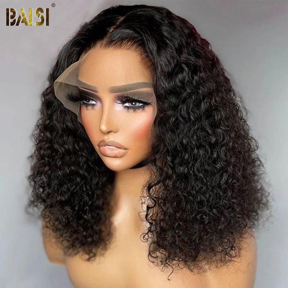 BAISI Achetez 2 perruques  minimum au prix d'usine fournisseur en France TVA 0€ 48H arrivé 13x4 Lace Frontal Perruque BOB Curly Bob En 100% Cheveux Humains (Pas Besoin de Code)
