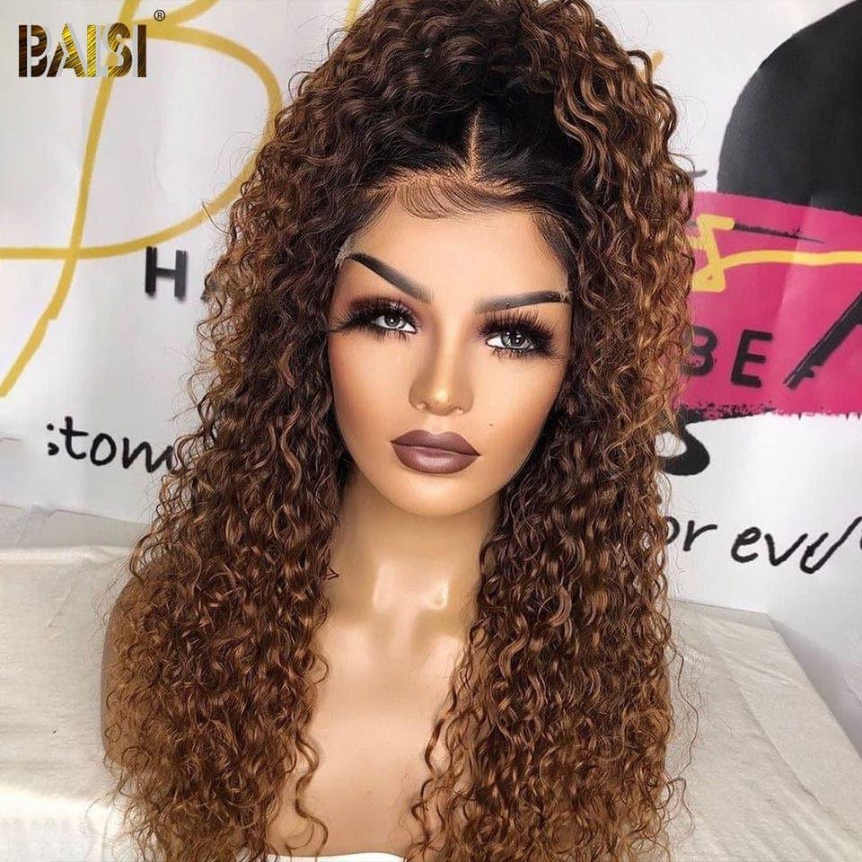 BAISI Perruque En Cheveux Humains Ondulée Deep Wave  Couleur 1B30# Avec Racines Sombres Cheveux Du Bébé Pre Plucked