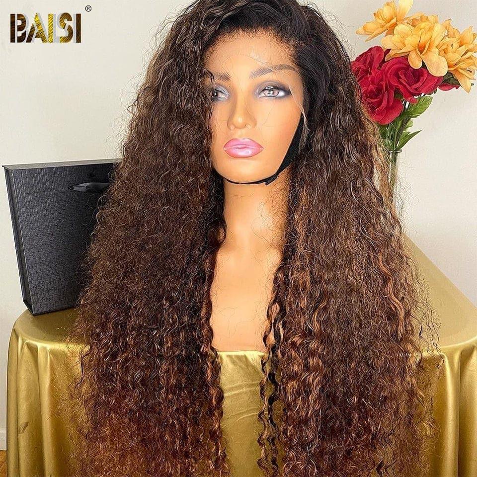 BAISI Perruque En Cheveux Humains Ondulée Deep Wave  Couleur 1B30# Avec Racines Sombres Cheveux Du Bébé Pre Plucked