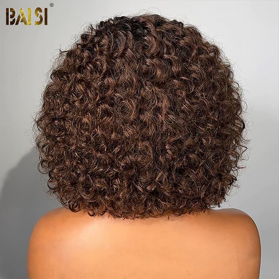 BAISI Achetez 2 perruques minimum au prix d'usine fournisseur Perruque Lisse avec Frange ou Curly Bouclée 1B#4 Avec Frange 1B#4 En 100% Cheveux Humains De Bonne Qualité (Pas Besoin de Code)