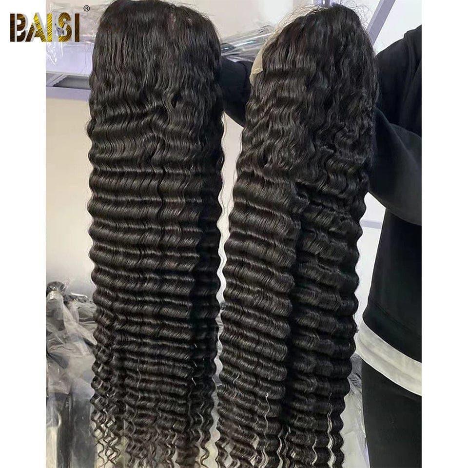BAISI Compre 2 perucas no mínimo ao preço de fábrica, peruca Deep Wave 4x4 closure do fornecedor, 100% cabelo humano, cabelo indiano e brasileiro (sem código)