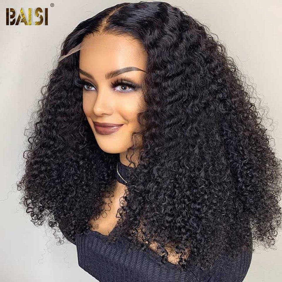 BAISI Achetez 2 perruques minimum au prix d'usine fournisseur 4x4 Closure Perruque Kinky Curly  En 100% Cheveux Humains En Cheveux Indians Brésiliens De Bonne Qualité (Pas besoins de code)