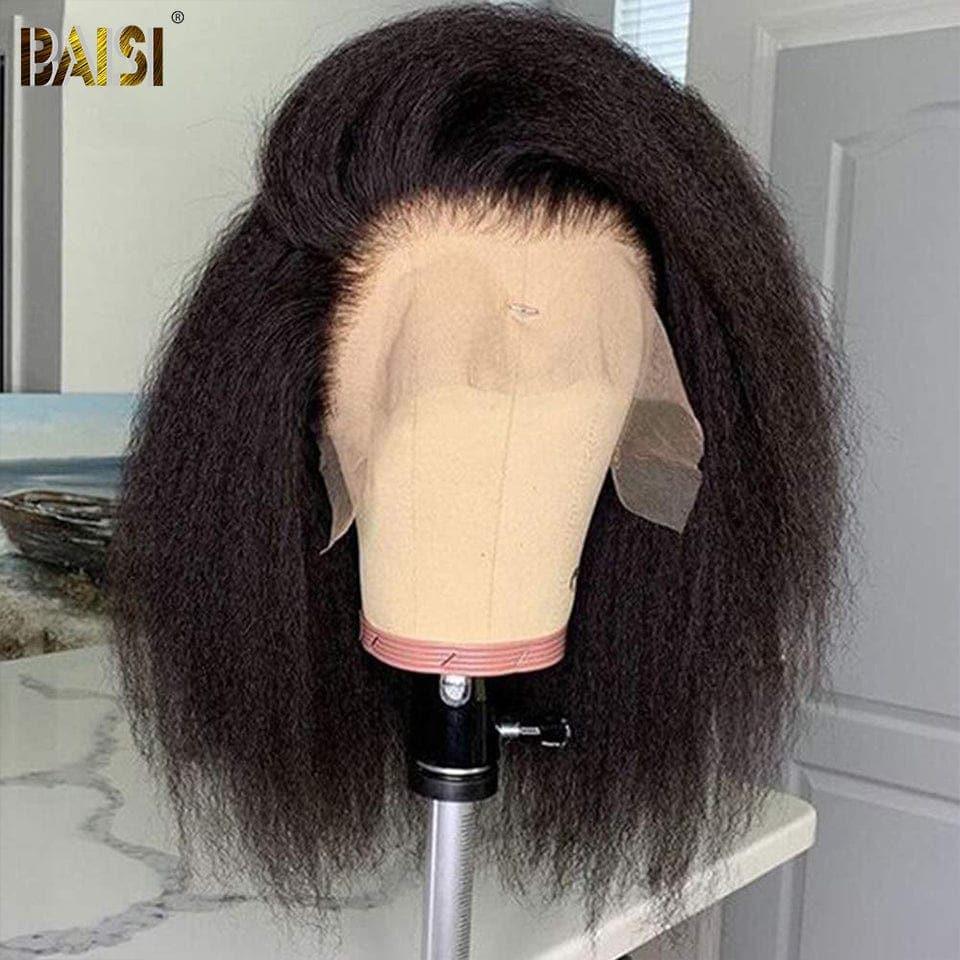 BAISI Peruca Bob Lisa Texturizada com Lace Frontal 13x4 em 100% Cabelo Humano