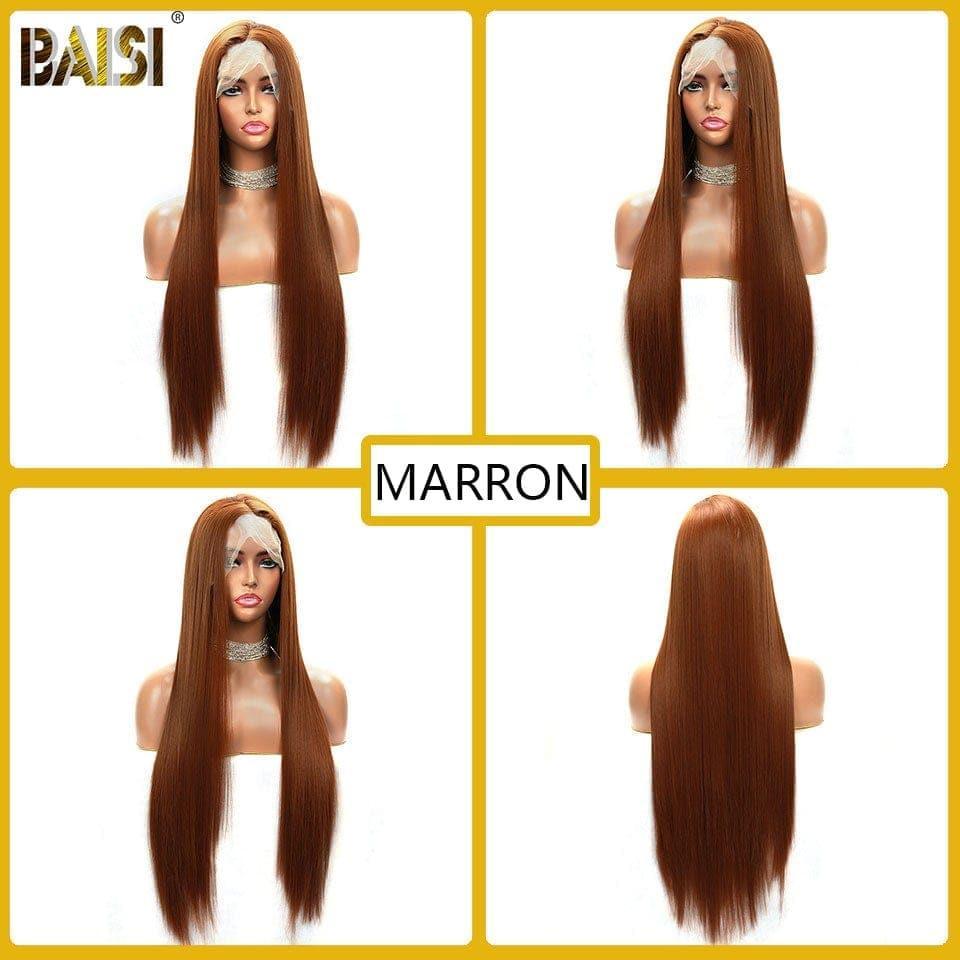 BAISI T Part Lace Perruque Longue En Couleur En Cheveux Synthétique