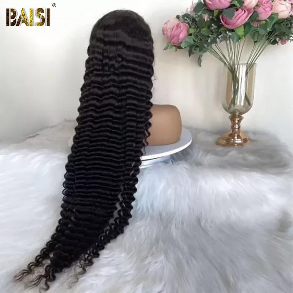 BAISI Peruca Longa Deep Wave Personalizada 250% Densidade 40 Polegadas