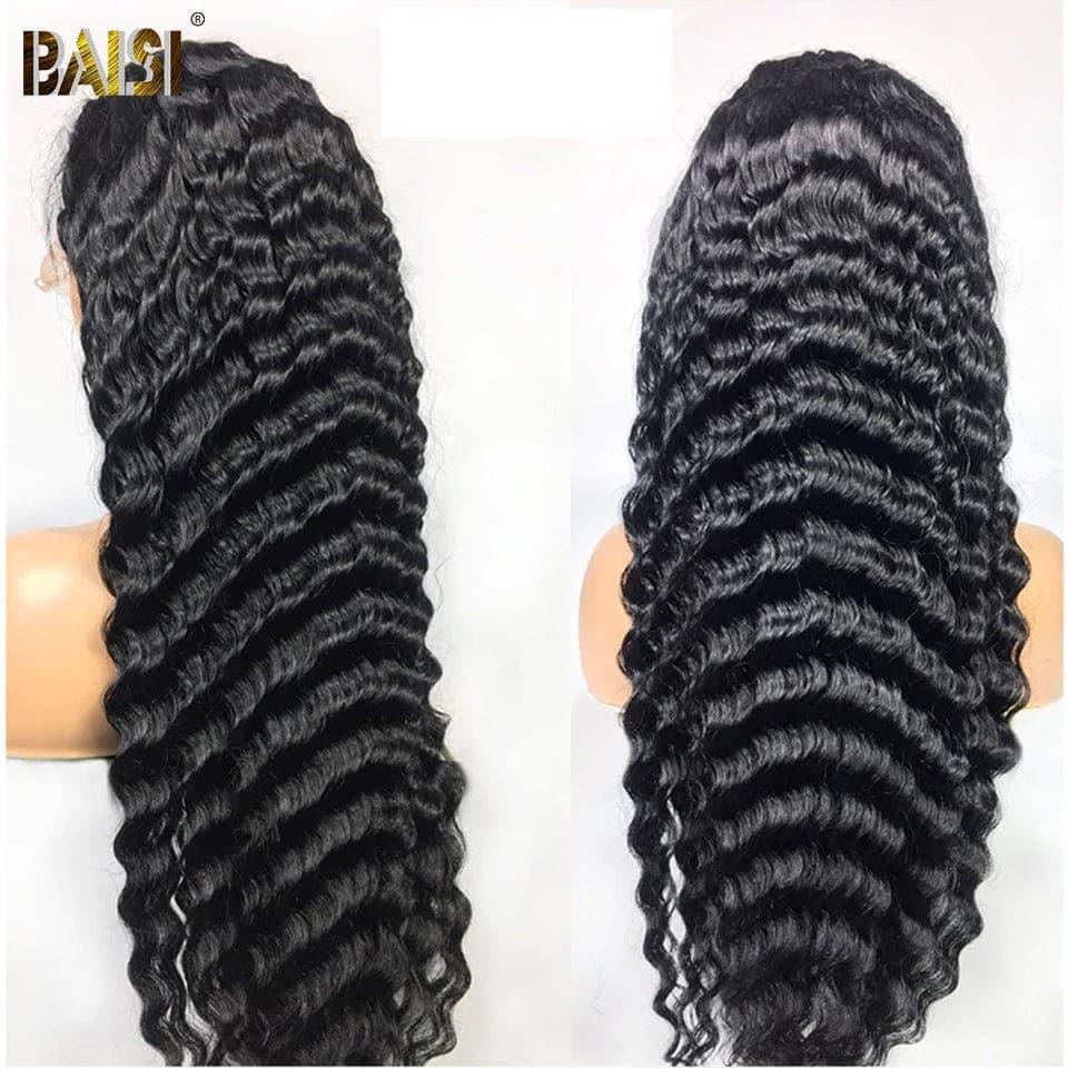 BAISI Peruca Longa Deep Wave Personalizada 250% Densidade 40 Polegadas