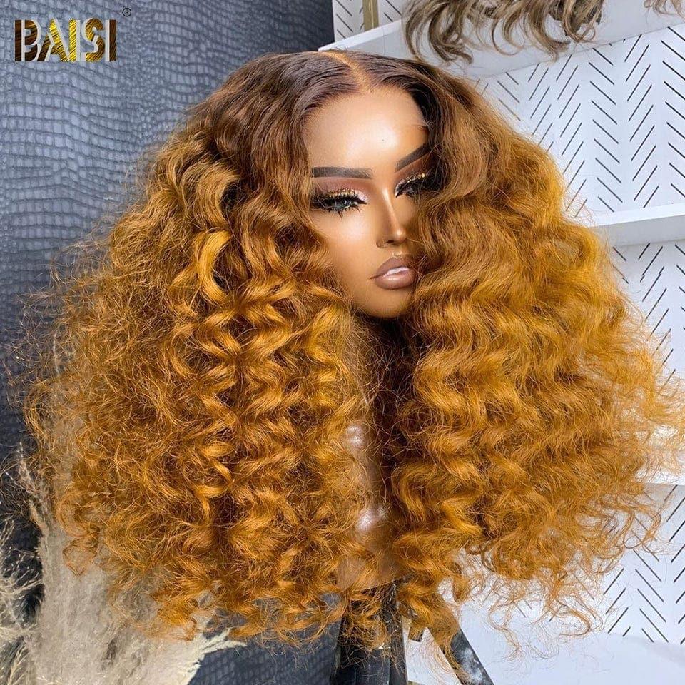 Parrucca frontale in pizzo BAISI 13x4 ondulata naturale in colore marrone # 4 # 27 in capelli umani al 100%