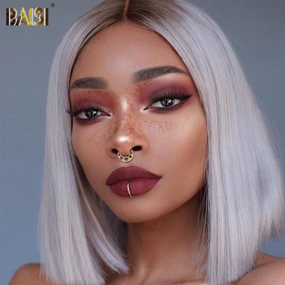 BAISI 1B#613 Peruca Bob lisa com frontal em renda, Bob cor laranja