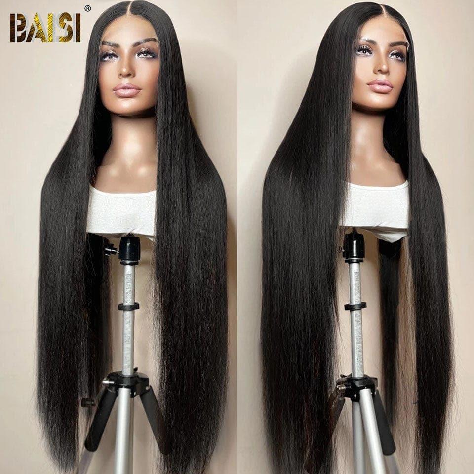BAISI Compre 2 perucas no mínimo ao preço de fábrica fornecedor peruca 4x4 closure comprida demais lisa em 100% cabelo humano