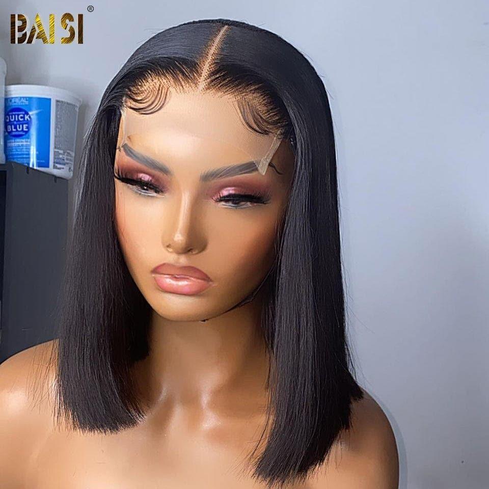 BAISI Achetez 2 perruques minimum au prix d'usine fournisseur en France TVA 0€ 48H arrivé  4x4 closure perruque bob Coupe carrée en 100% cheveux humains (Pas Besoin de Code)