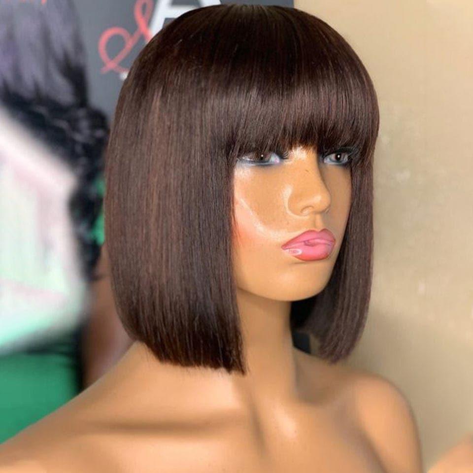 BAISI PARRUCCA senza Colla Liscia con Frangia 18 Pollici 125€ o SDD BONE Straight Vietnam hair Bob 10 pollici 79€ NERO o Liscio Marrone #4 FRANGIA 10 e 18 POLLICI PRODOTTA A MACCHINA