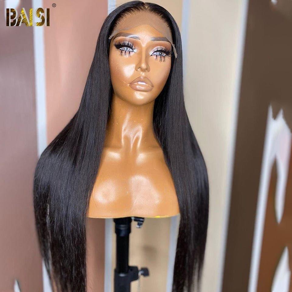 BAISI 2 perruques promo Lisse 13X4 lace 4#27# et 4X4 lace 99J#  lOT DE LA PERRUQUE ASHLEY COUPE BOUCLE MARRON PLUS CLOSURE PERRUQUE LISSE EN COULEUR NATURELLE