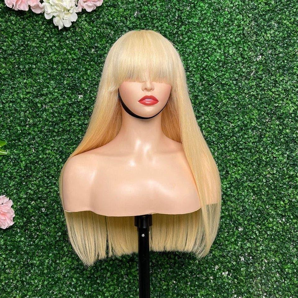BAISI Achetez 2 perruques minimum au prix d'usine fournisseur 13X4 Frontal Perruque Lisse avec frange En Blonde 613# En 100% Vrais Cheveux Humains (Pas Besoin De Code)