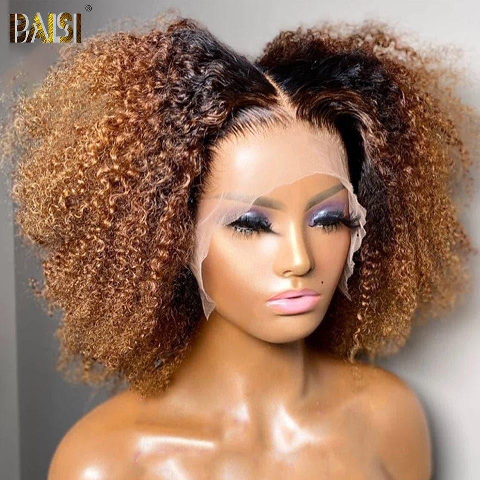 BAISI 13X4 lace frontal 14 pollici 66€ onde ricce o T PART LACE PARRUCCA RICCIA CURLY IN 100% CAPELLI UMANI COLORE MARRONE C
