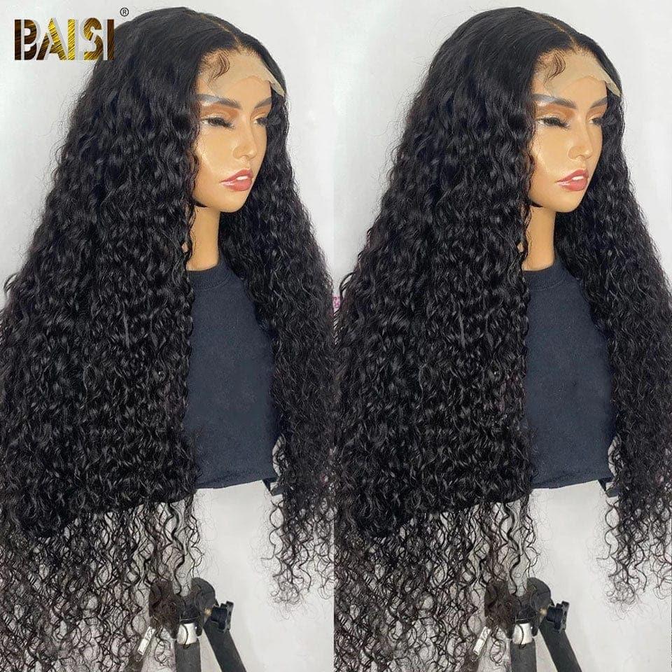 BAISI closure 4X4 para peruca, muito comprida, Water wave, em 100% cabelo humano