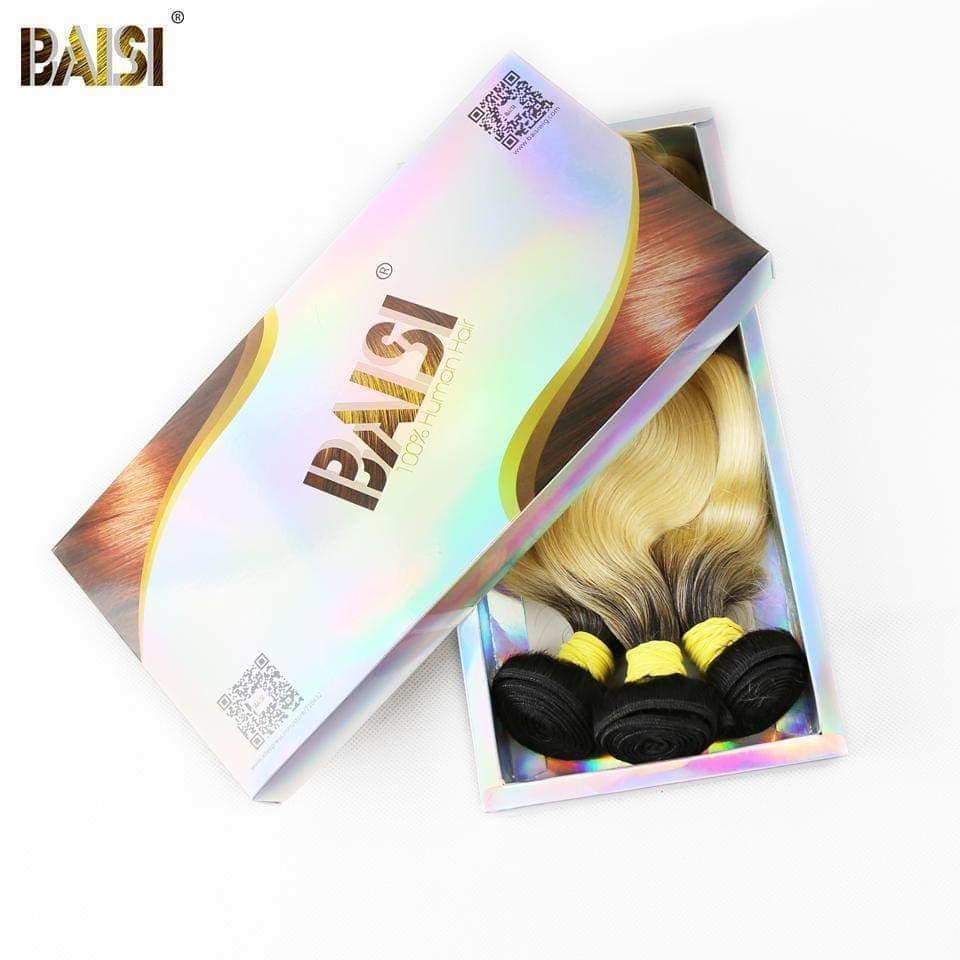 BAISI 10A 100% Cheveux Humains 1B/613# Eurasiens Ondulés Body Wave Blondes Mèche En Lot Closure