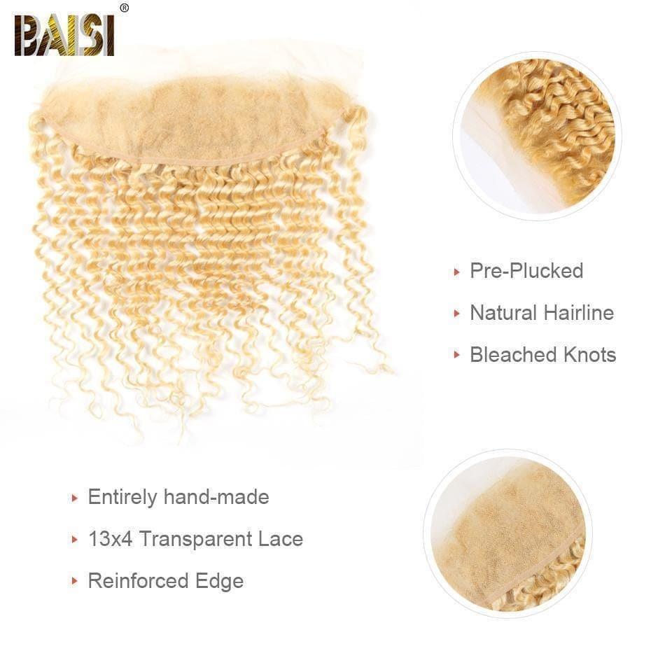 BAISI 10A 100% Cheveux Humains 613# Bouclé Deep Wave Blondes Mèche En Lot Avec Closure/Frontal