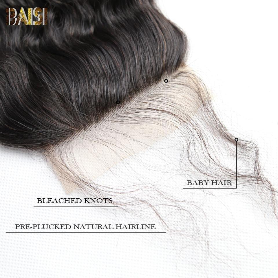 BAISI 10A Lace Closure 4x4/ 5x5 100% Cabelos Virgens Encaracolados-Crepus, Base em Seda Closure 4x4