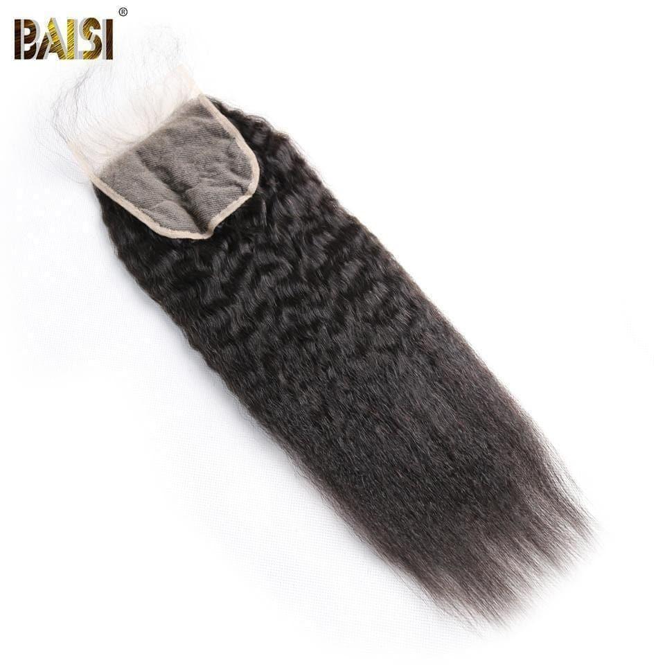 BAISI 10A Lace Closure 4x4 En 100% Cheveux Vierges Kinky Straight