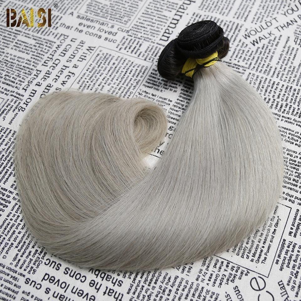 BAISI 12A Tissage Mèche 1B/GREY En 100% Cheveux Humains Lisse
