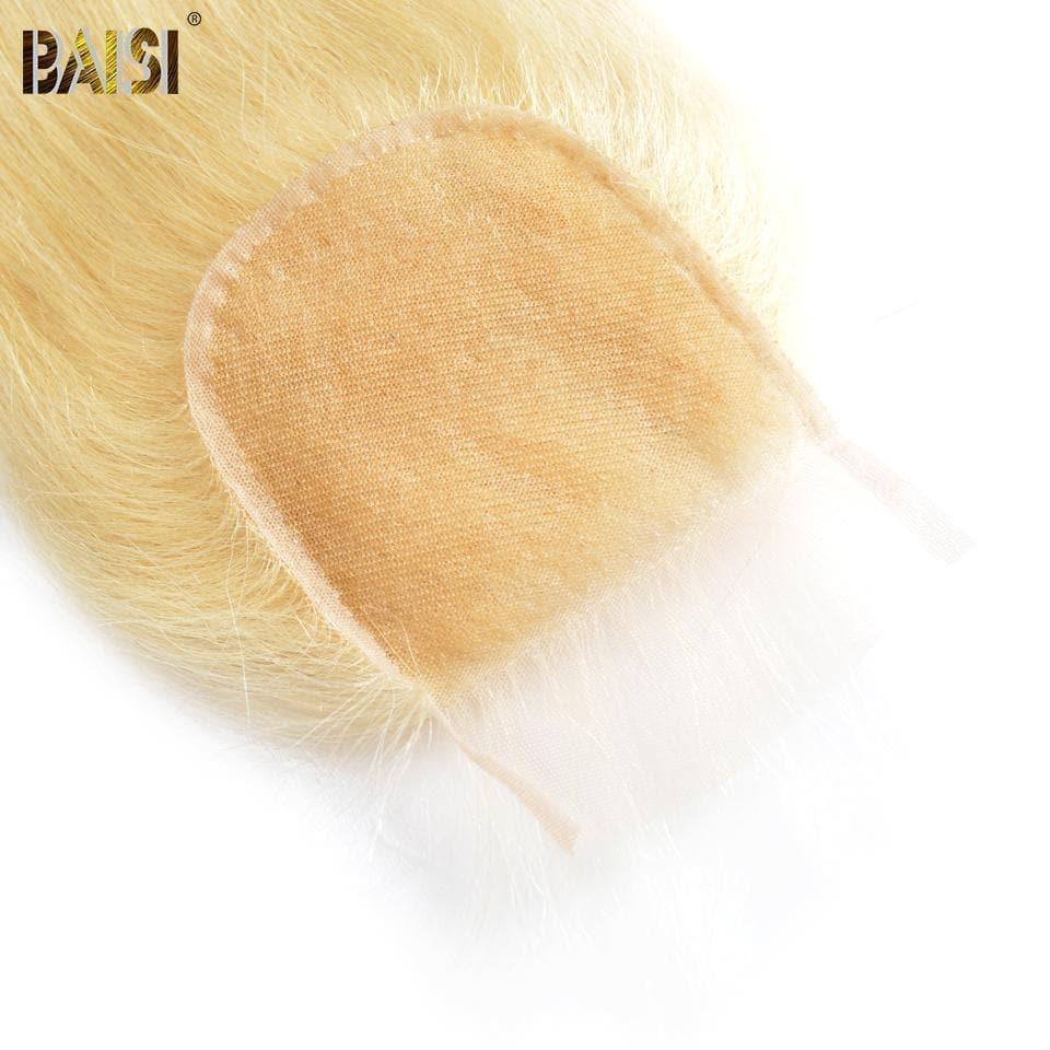 BAISI 10A Tissage En Lot Avec Closure 100% Cheveux Humains Eurasiens Chheveux Vierges Blondes #613