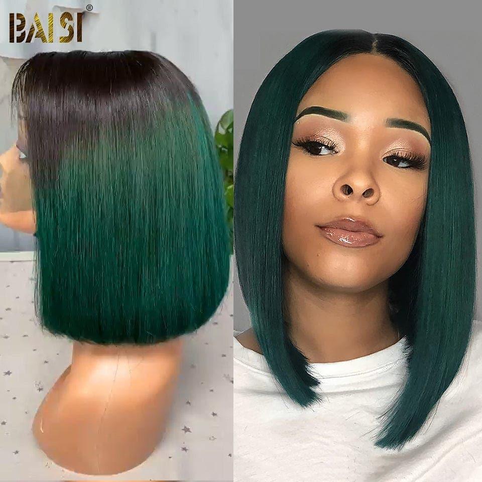BAISI 13x4 lace frontal 10 Pouce Marron 79€ ou Perruque lisse 1B Vert En 100% Cheveux Humains