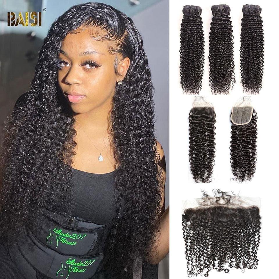 BAISI 10A Tissage Avec Closure/Frontal En Grand Solde Curly
