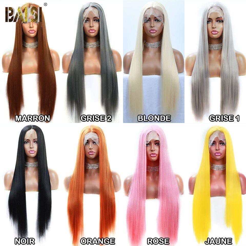 BAISI T Part Lace Perruque Longue En Couleur En Cheveux Synthétique