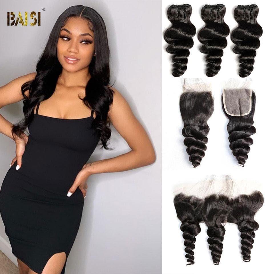 BAISI 10A Tissage Avec Closure/Frontal En Grand Solde Loose Wave