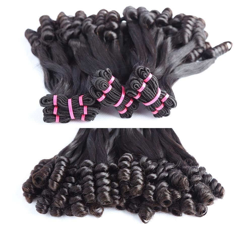 Top Grade Double Drawn 100% Virgin Hair Flower Curl Fumi Hair Double Drawn hairbs 