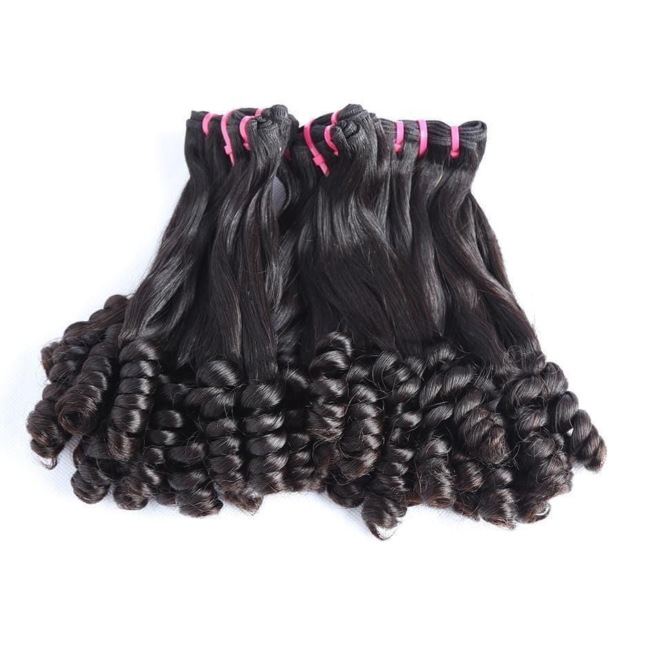 Top Grade Double Drawn 100% Virgin Hair Flower Curl Fumi Hair Double Drawn hairbs 