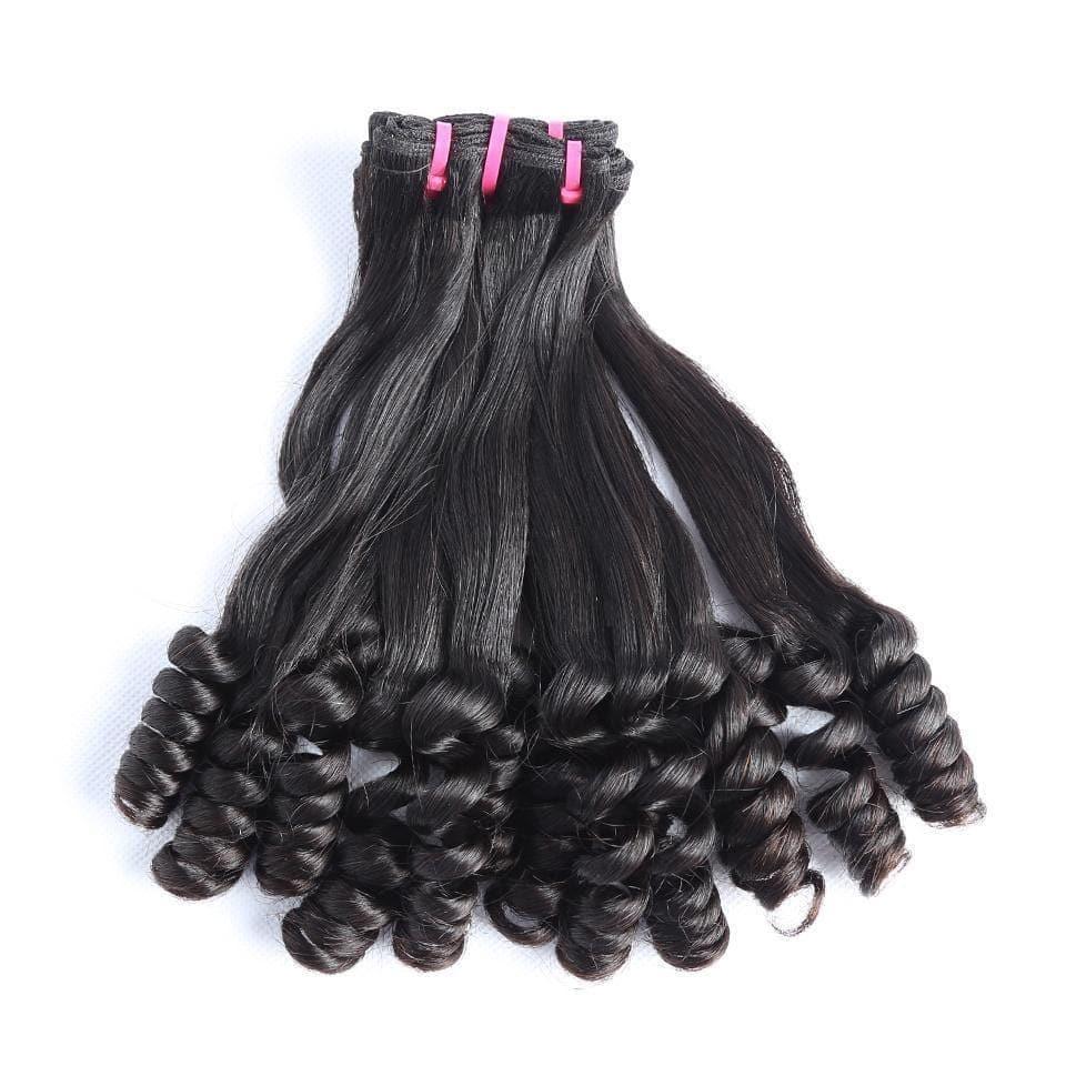 Top Grade Double Drawn 100% Virgin Hair Flower Curl Fumi Hair Double Drawn hairbs 