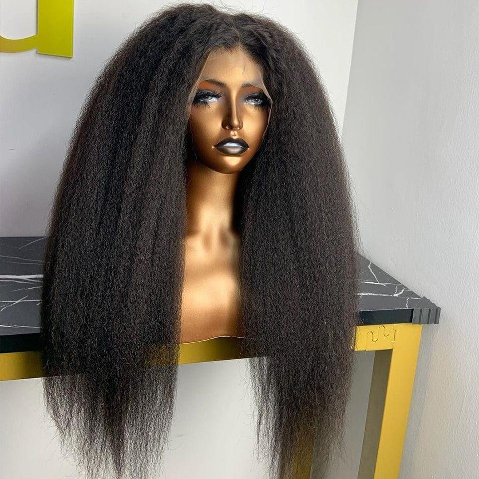 BAISI Compre mínimo 2 perucas ao preço de fábrica, fornecedor de peruca Kinky Straight Yaki sem cola, lace já cortada, fácil de usar, em 100% cabelo humano (sem necessidade de código)